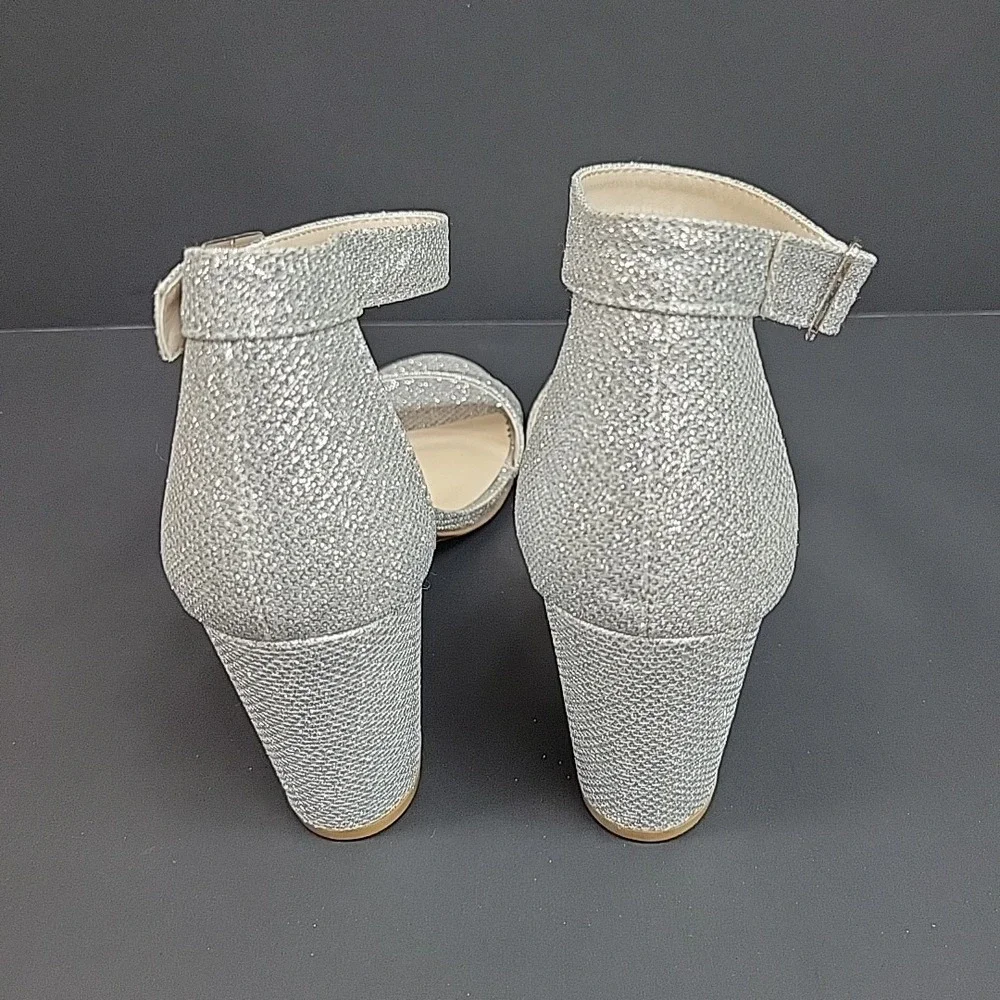 DB Studio Block‎ Heels Ankle Strap Sparkle Glitter Formal Prom Arya Women's 6.5